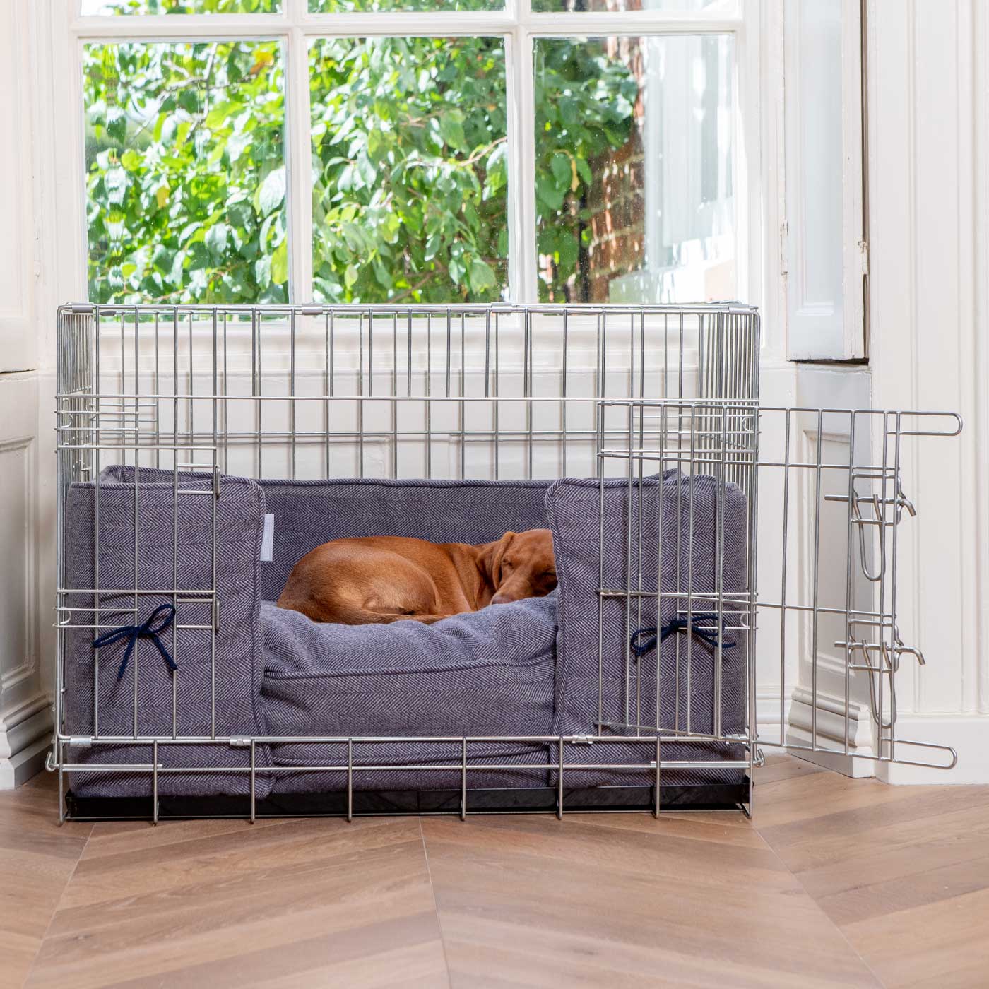 Oxford Herringbone Crate Bumper Dog Crate Bedding Lords Labradors