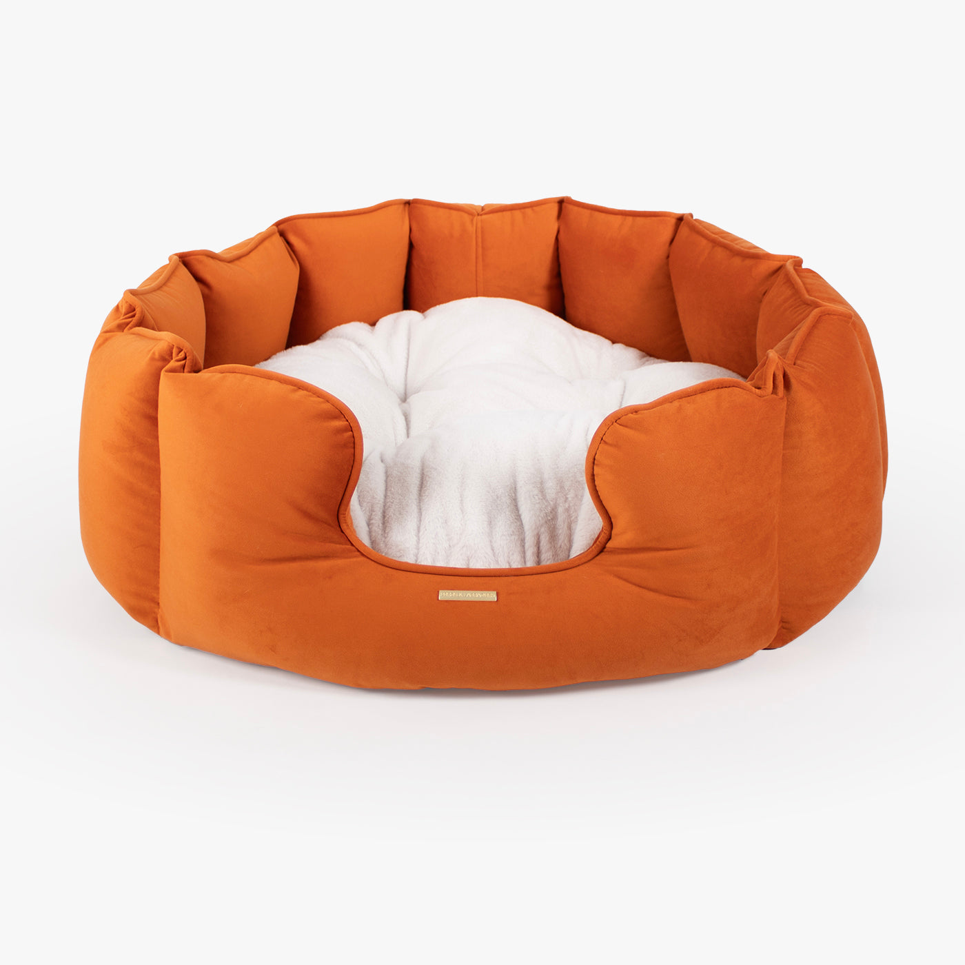 High Wall Bed With Removable Covers in Pumpkin Velvet by Lords & Labradors