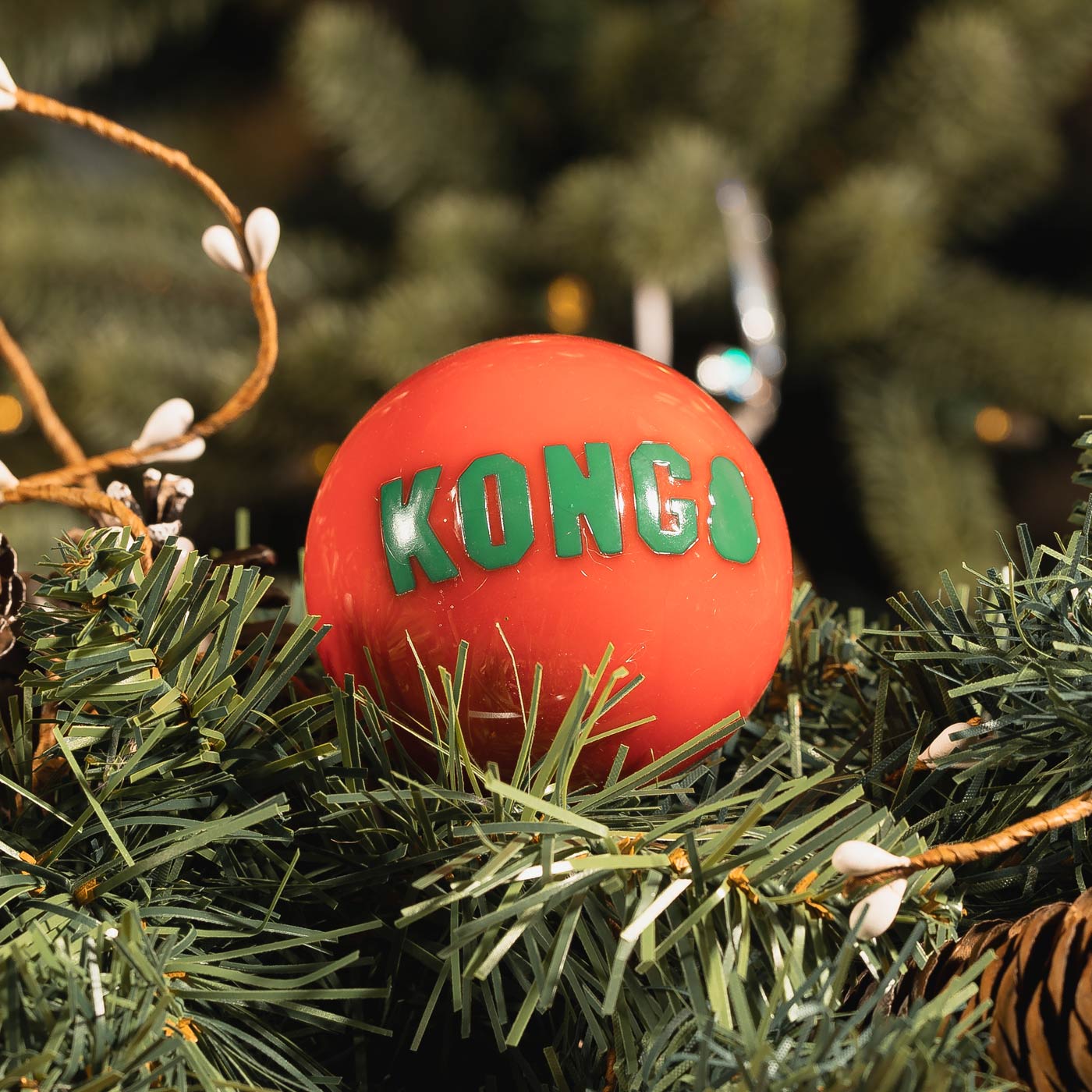 KONG Holiday Occasion Dog Ball Toy, Interactive Play Toys For Pets, Available Now at Lords & Labradors