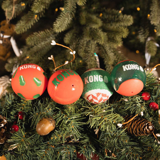 KONG Holiday Occasions Balls 4 Pack