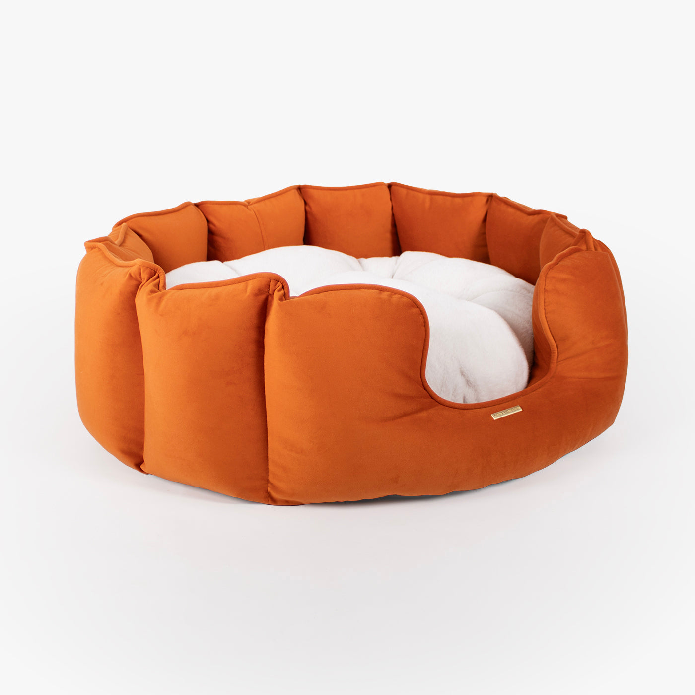 High Wall Bed With Removable Covers in Pumpkin Velvet by Lords & Labradors