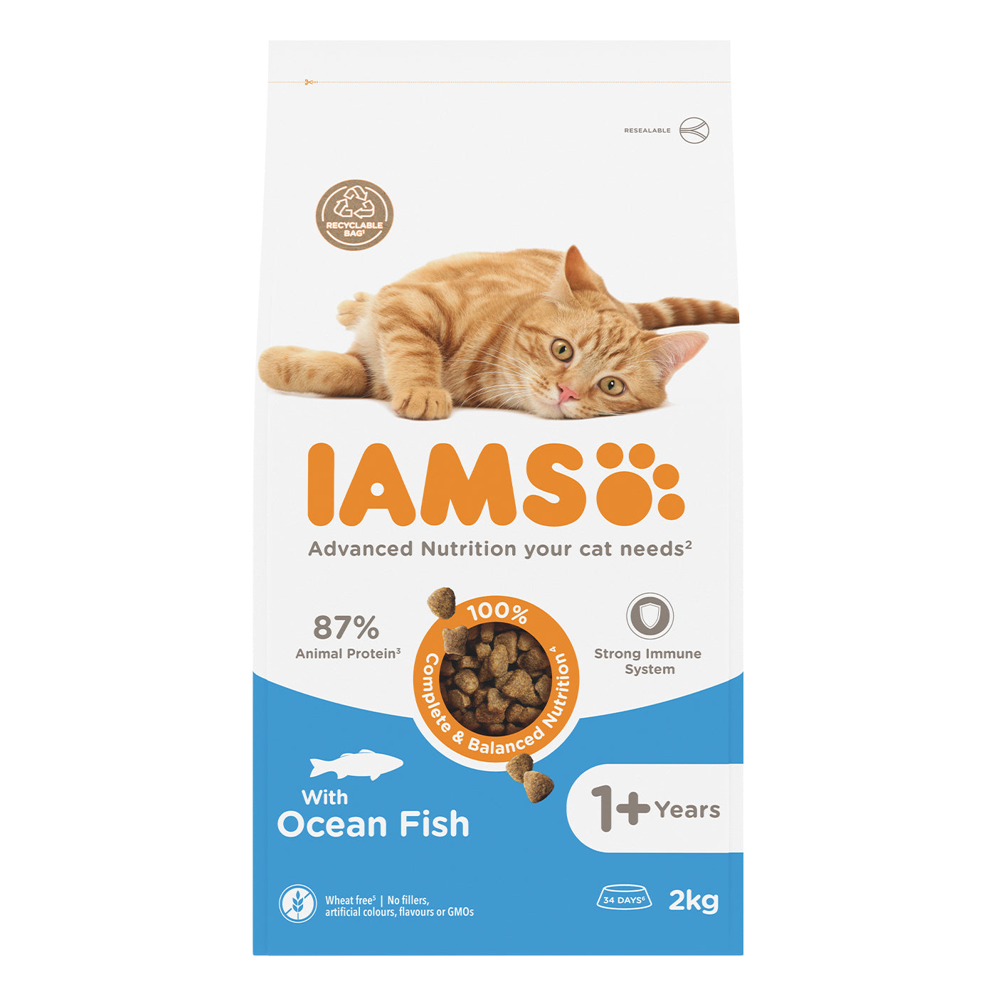 IAMS Vitality Adult Cat Food Ocean Fish 2KG