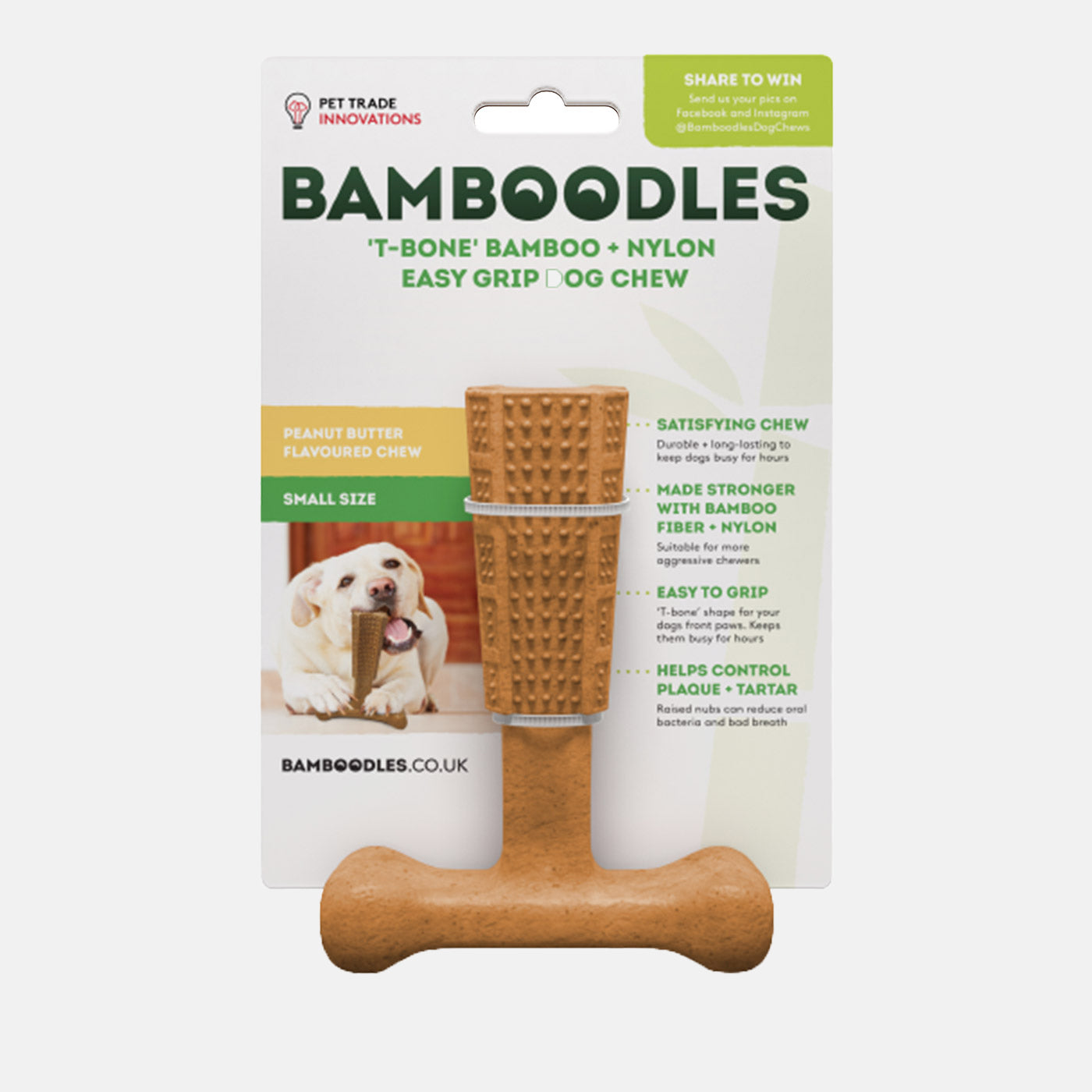 Bamboodles T-Bone Chew - Peanut Butter Flavour