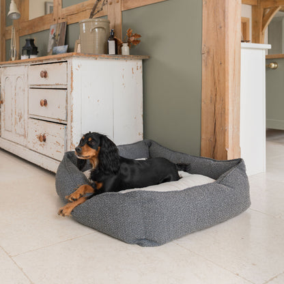 Box Bed With Removable Covers in Granite Bouclé by Lords & Labradors