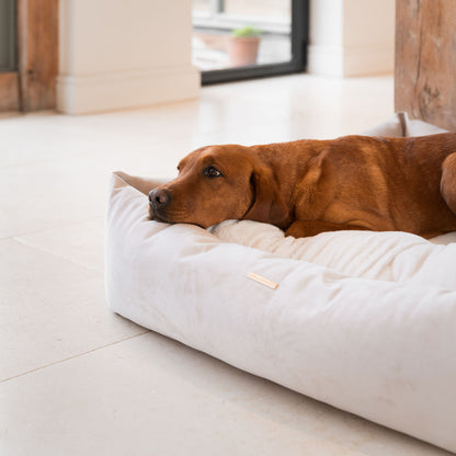 Box Bed With Removable Covers In Oyster Velvet By Lords & Labradors