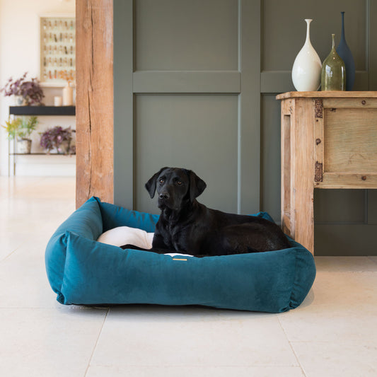 Box Bed For Dogs In Marine Velvet By Lords & Labradors