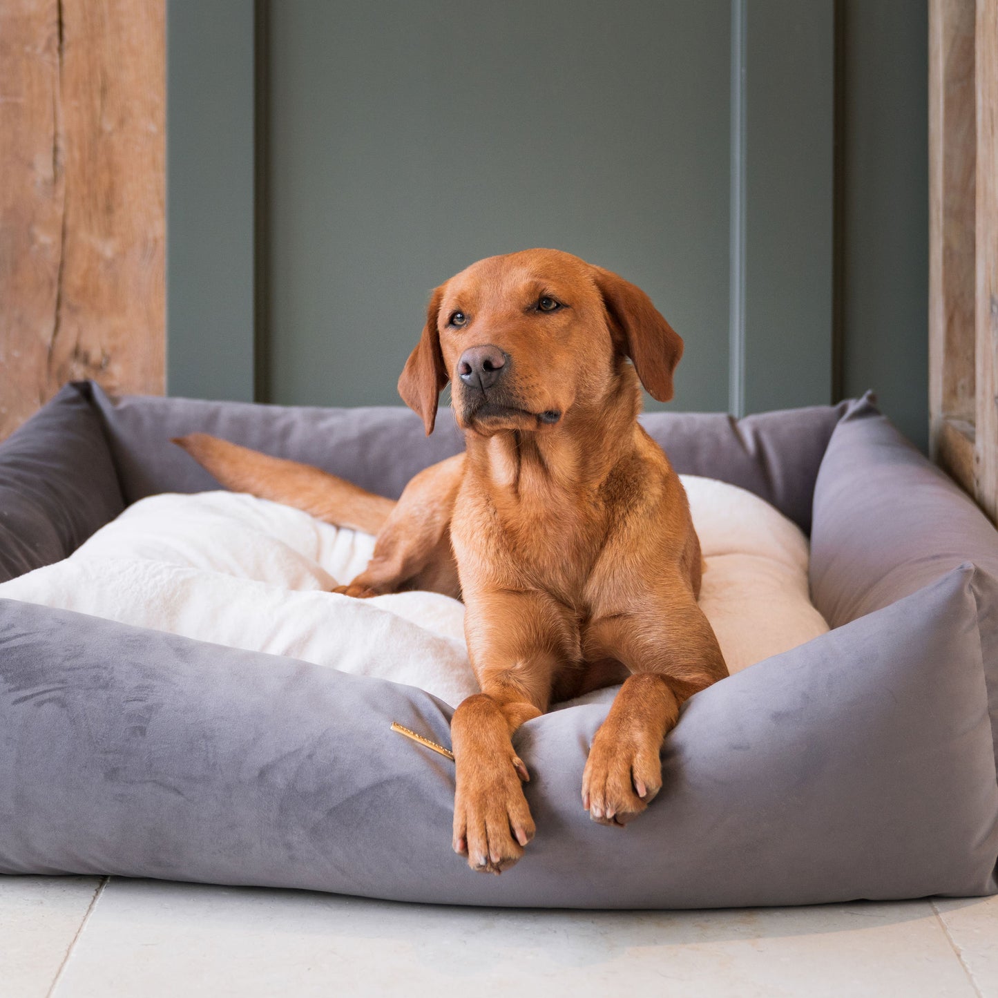 Box Bed For Dogs In Silt Velvet By Lords & Labradors