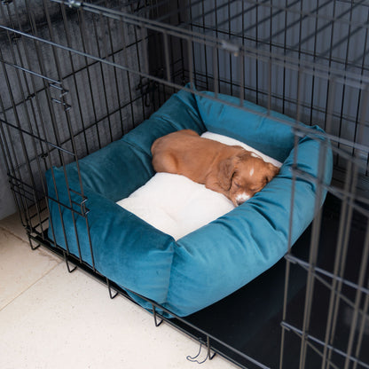 Cosy & Calming Puppy Crate Bed With Removable Covers In Marine Velvet by Lords & Labradors