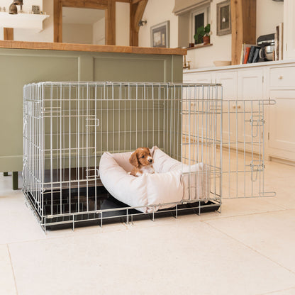 Cosy & Calming Puppy Crate Bed With Removable Covers In Oyster Velvet by Lords & Labradors