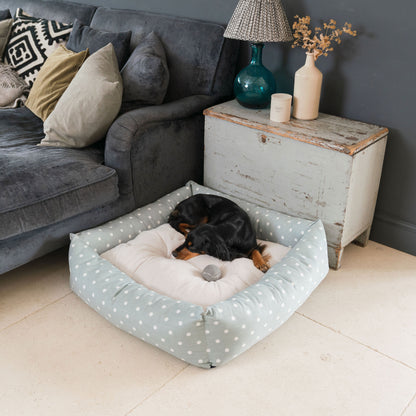 Box Bed For Dogs in Duck Egg Spot by Lords & Labradors