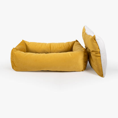 Cosy & Calming Puppy Crate Bed With Removable Covers In Saffron Velvet by Lords & Labradors