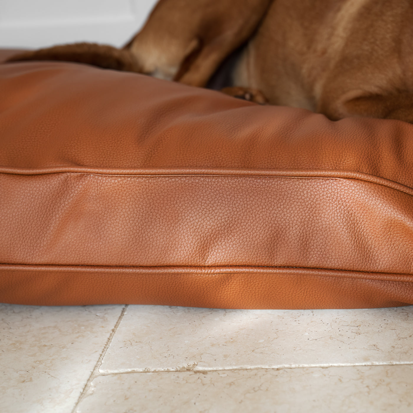 Dog Cushion in Rhino Tough Ember Faux Leather by Lords & Labradors