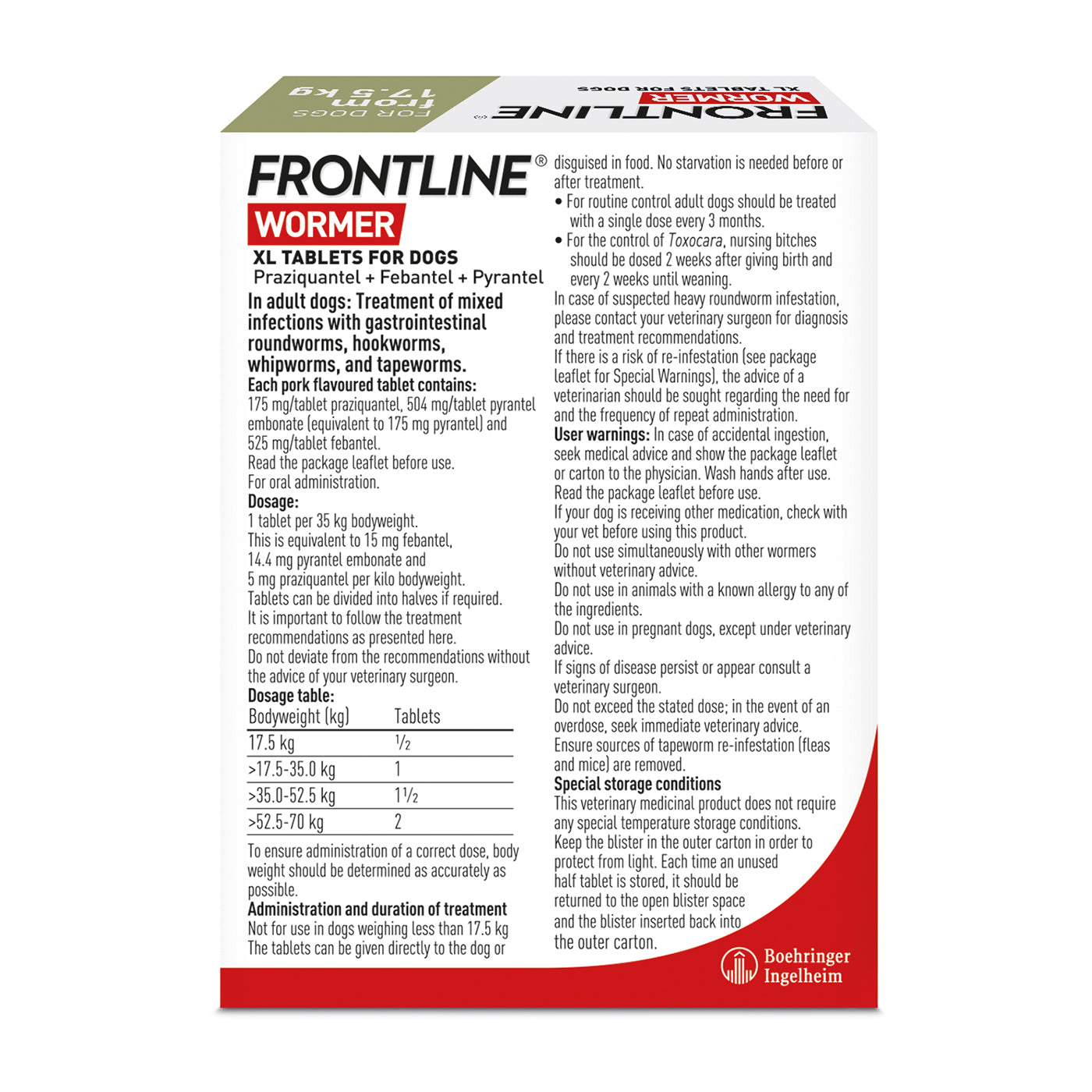 Frontline Wormer XL Tablets for Dogs x2