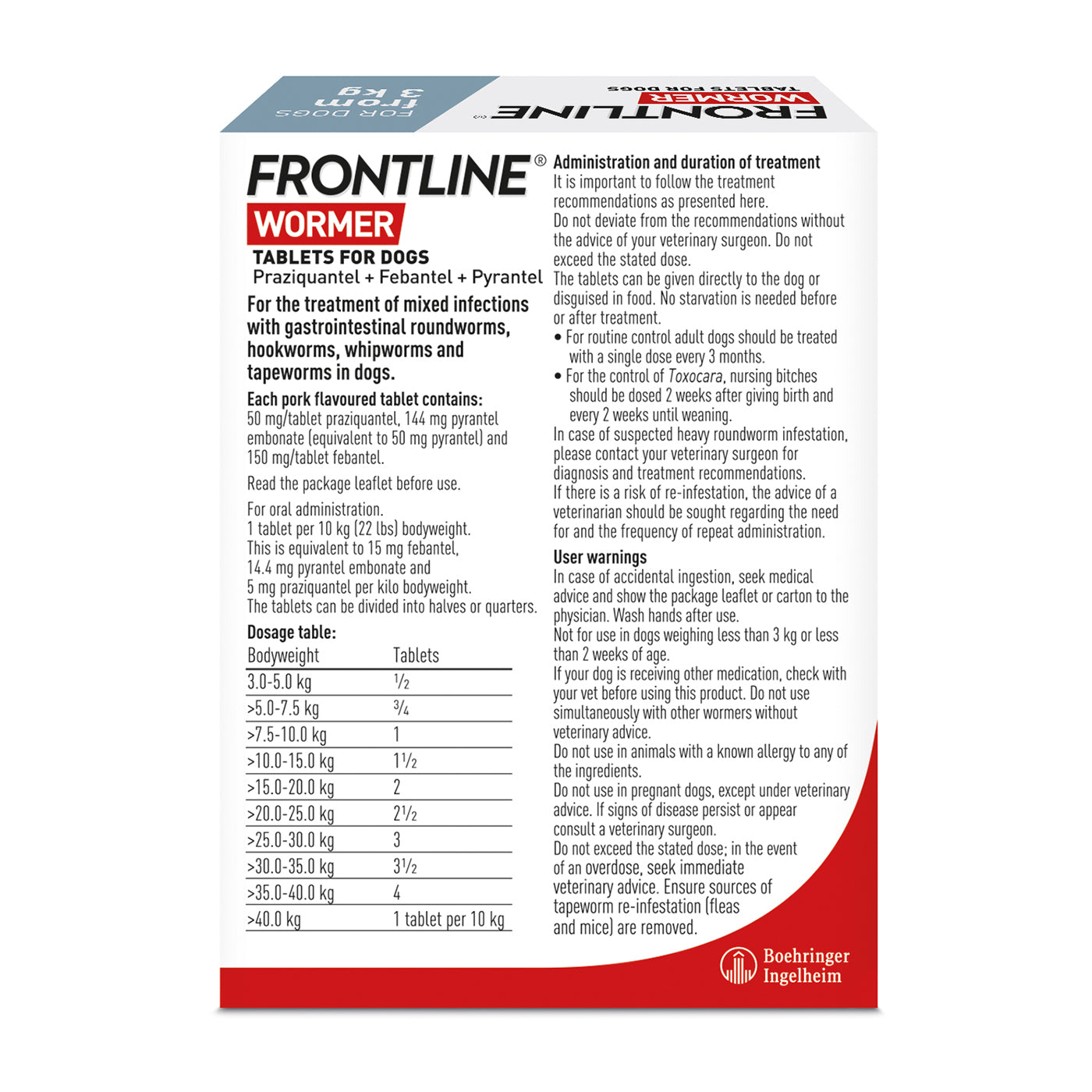 Frontline Wormer Tablets for Dogs x2