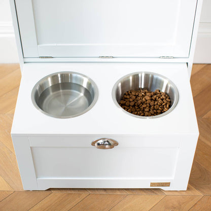 Wooden Pet Feeding Station in White by Lords & Labradors