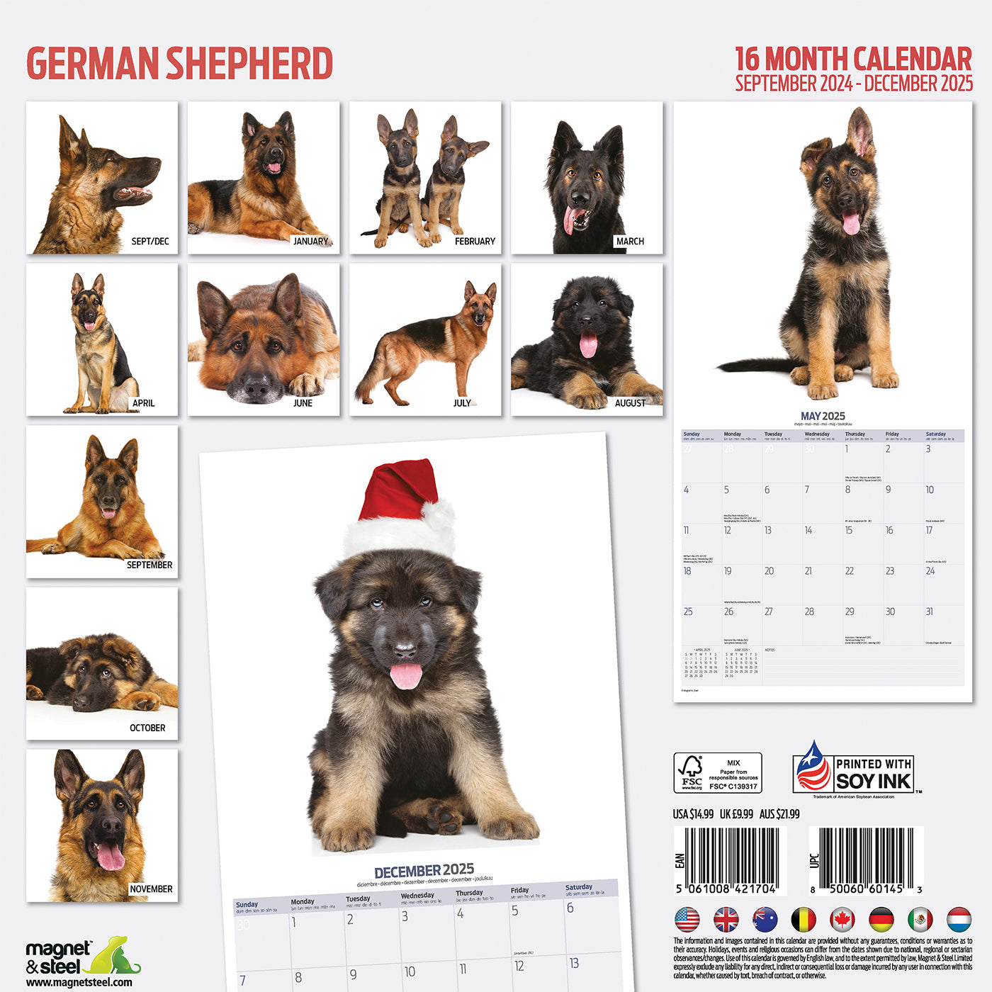 German Shepherd Modern Calendar 2025