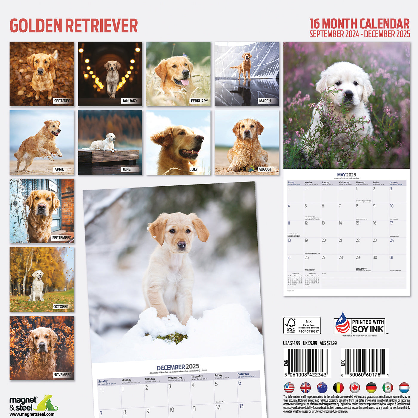 Golden Retriever Traditional Calendar 2025