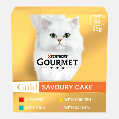 Gourmet Gold Adult Savoury Cake Meat & Fish Cat Food (8 x 85g)