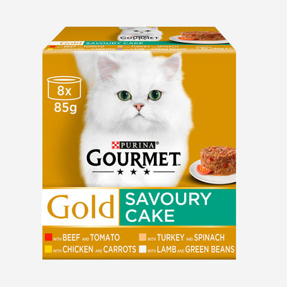 Gourmet Gold Adult Savoury Cake Meat & Veg Cat Food (8 x 85g)