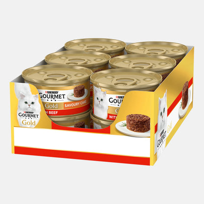 Gourmet Gold Cat Food Savoury Cake Beef (12 x 85g)