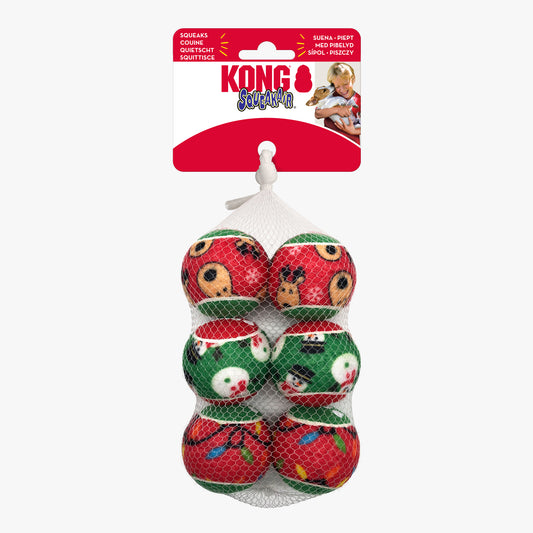 KONG Holiday SqueakAir Balls 6-pk