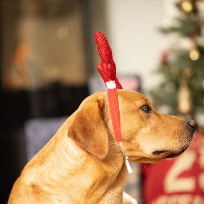 House of Paws Red Sparkle Antlers Headband