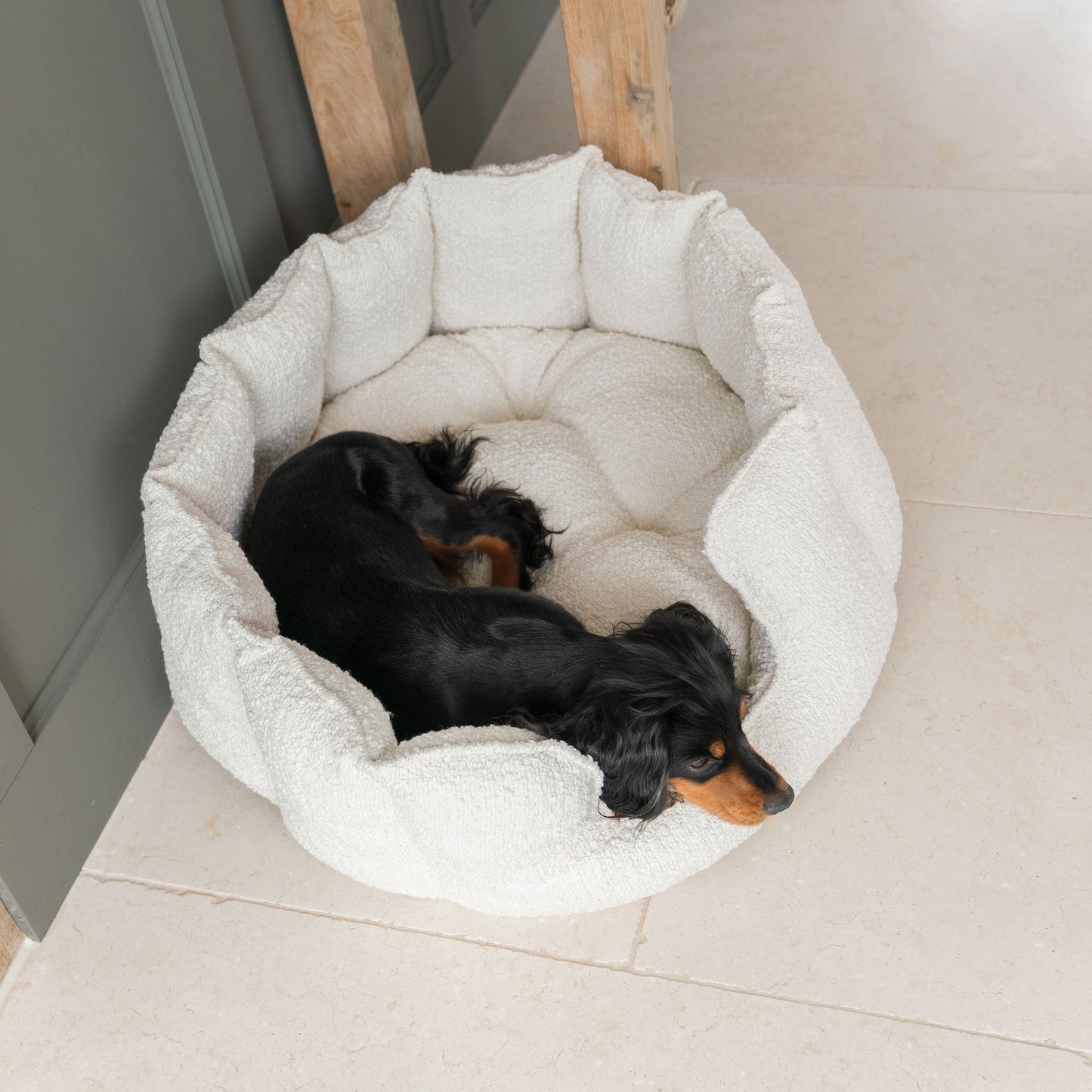 High Wall Bed With Removable Covers in Ivory Bouclé by Lords & Labradors