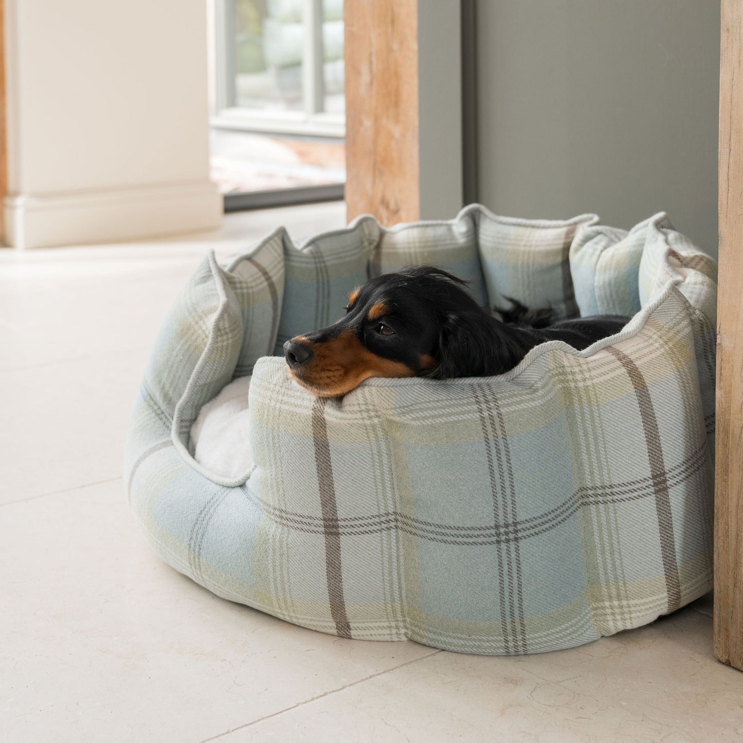 High Wall Bed With Removable Covers in Balmoral Duck Egg Tweed by Lords & Labradors