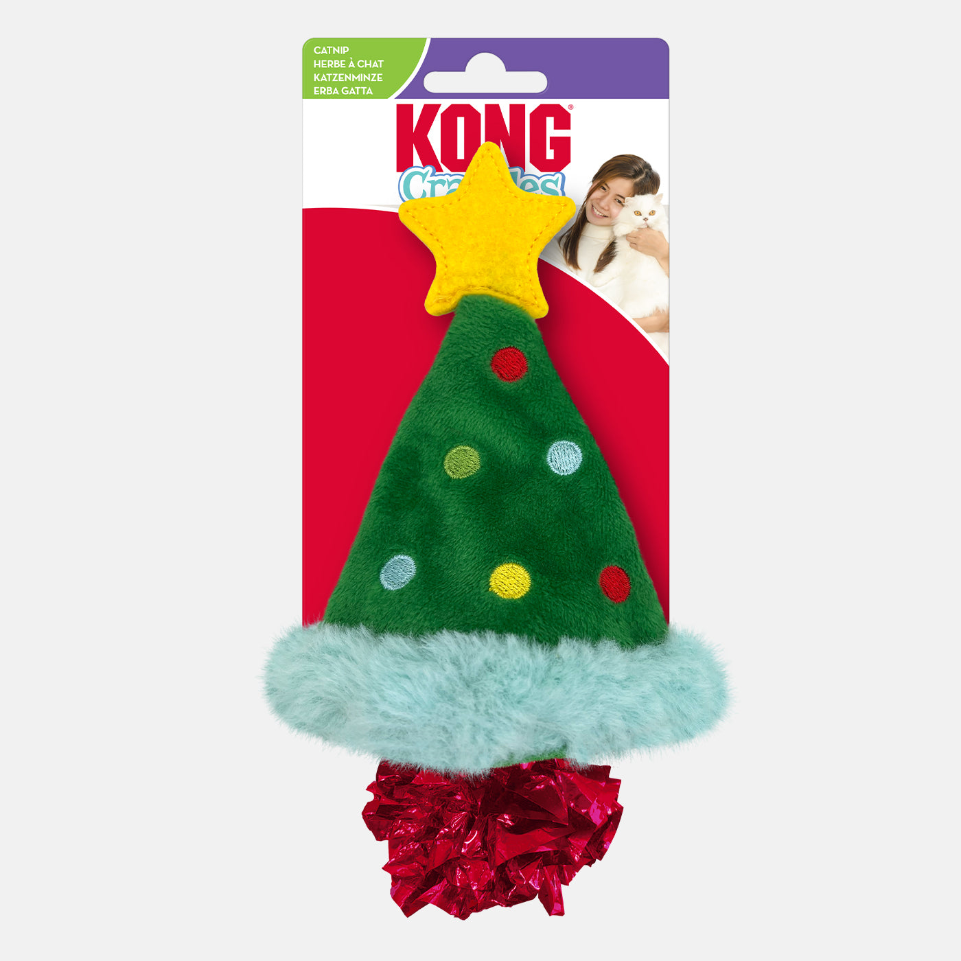 KONG Holiday Crackles Christmas Tree Cat Toy