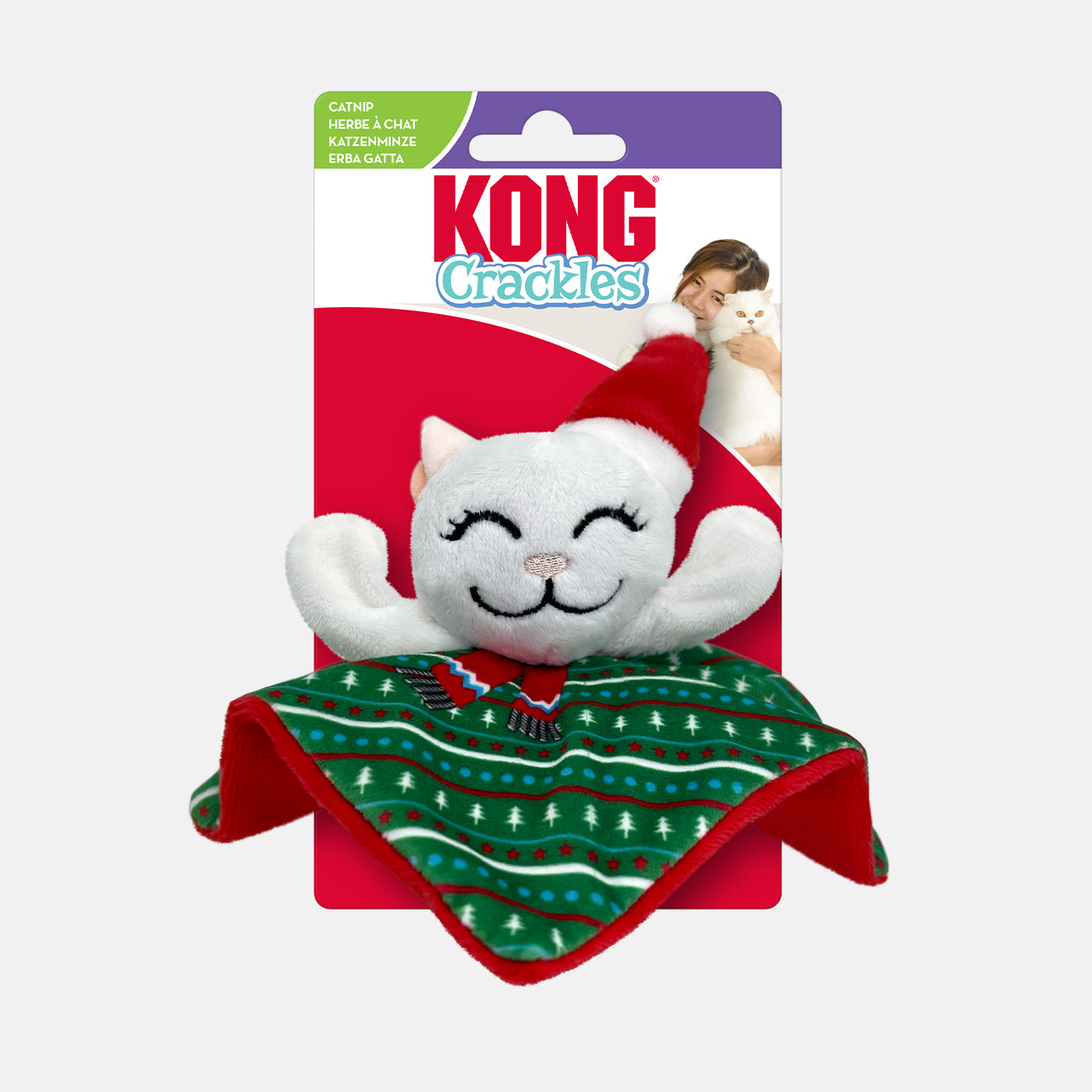 KONG Holiday Crackles Santa Kitty