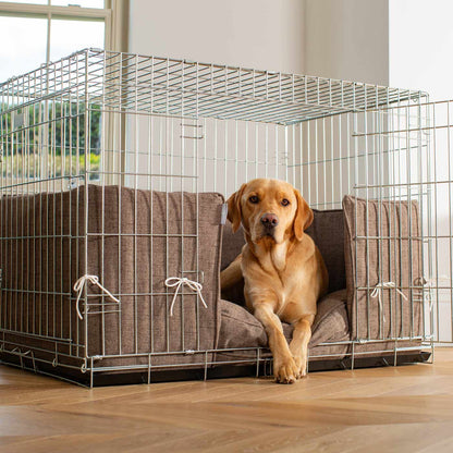 Dog Crate with Cushion & Bumper in Inchmurrin Umber by Lords & Labradors