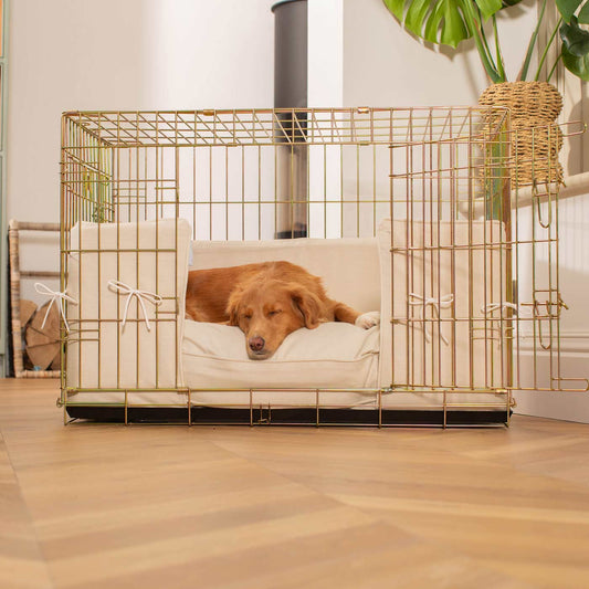 [colour:savanna Bone] Accessorise your dog crate with our stunning bumper covers, choose from our Savanna collection! Made using luxury fabric for the perfect crate accessory to build the ultimate dog den! Available now in 3 colours and sizes at Lords & Labradors