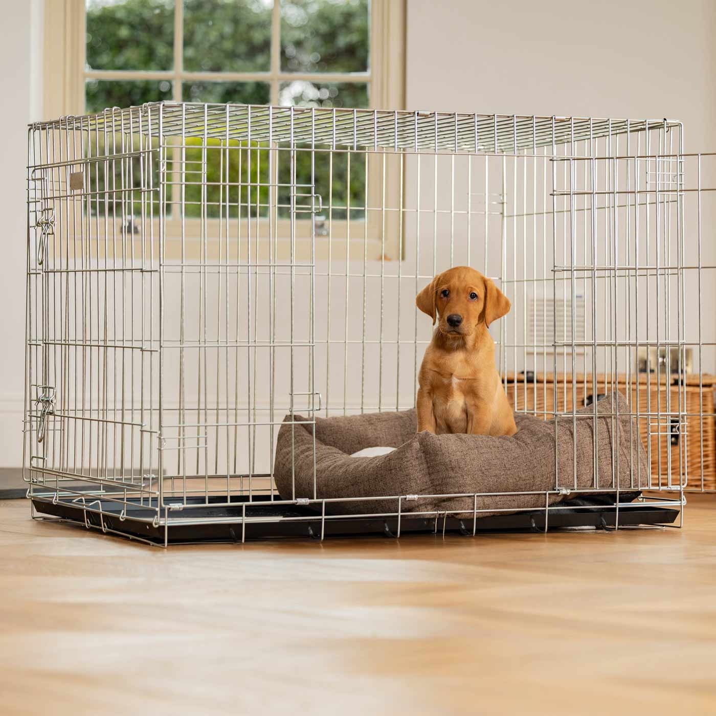 Dog Crate with Cosy & Calming Puppy Crate Bed in Inchmurrin Umber by Lords & Labradors