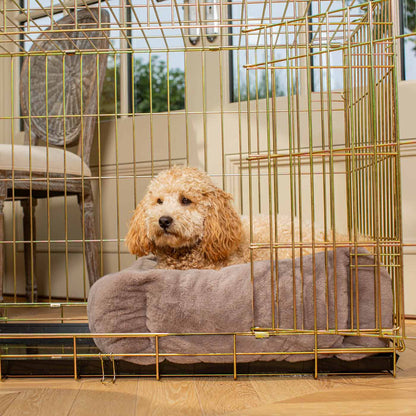 Cosy & Calming Puppy Crate Bed in Calming Anti-Anxiety Fawn Faux Fur by Lords & Labradors