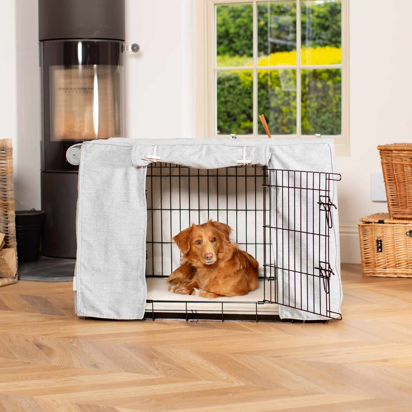 Dog Crate with Crate Cover in Inchmurrin Iceberg by Lords & Labradors