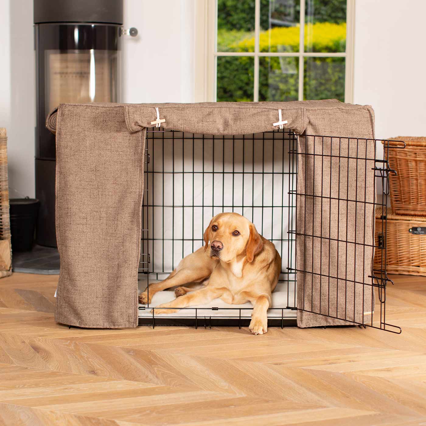 Dog Crate with Crate Cover in Inchmurrin Umber by Lords & Labradors