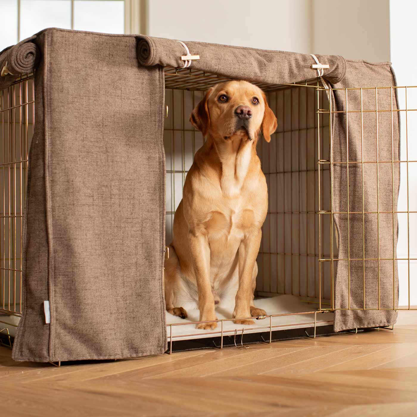 Dog Crate Cover In Inchmurrin Umber by Lords & Labradors