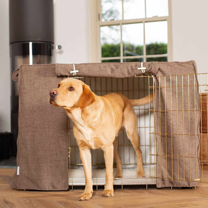 Dog Crate with Crate Cover in Inchmurrin Umber by Lords & Labradors