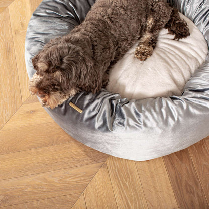 Donut Bed in Elephant Velvet by Lords & Labradors