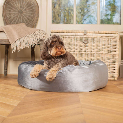 Donut Bed in Elephant Velvet by Lords & Labradors