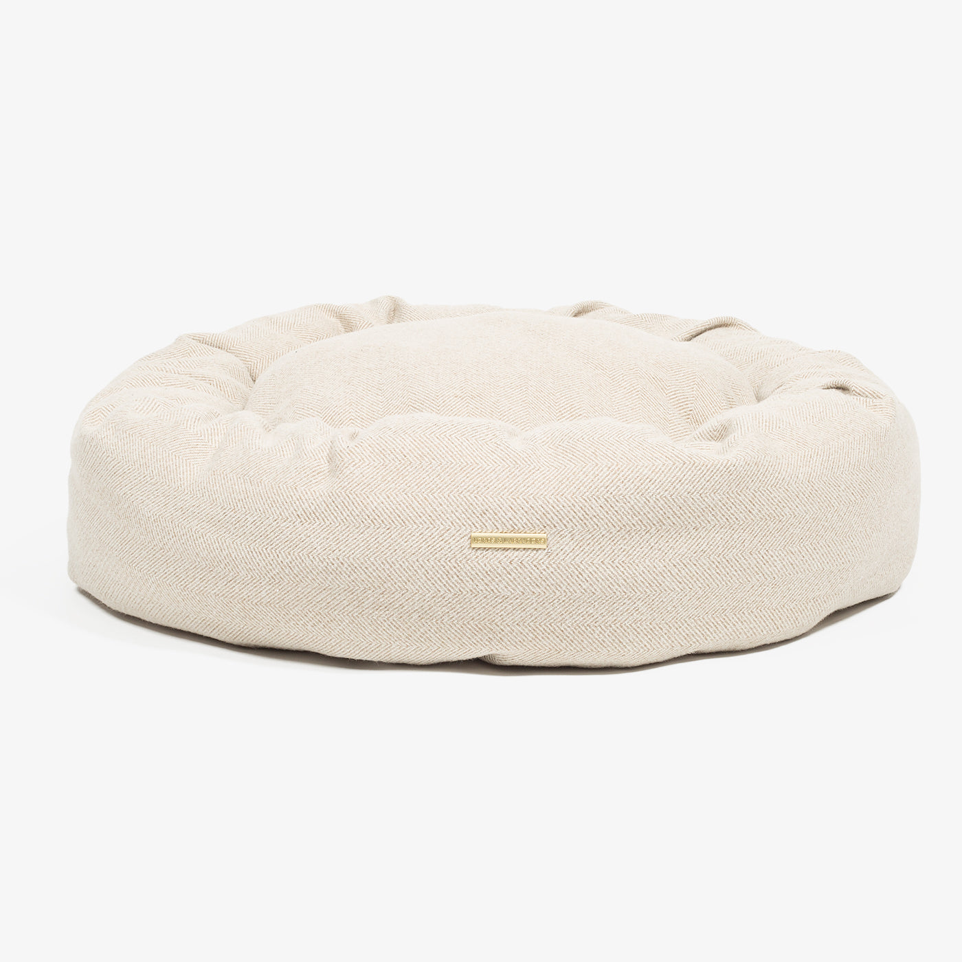 Donut Bed With Removable Covers in Natural Herringbone Tweed by Lords & Labradors