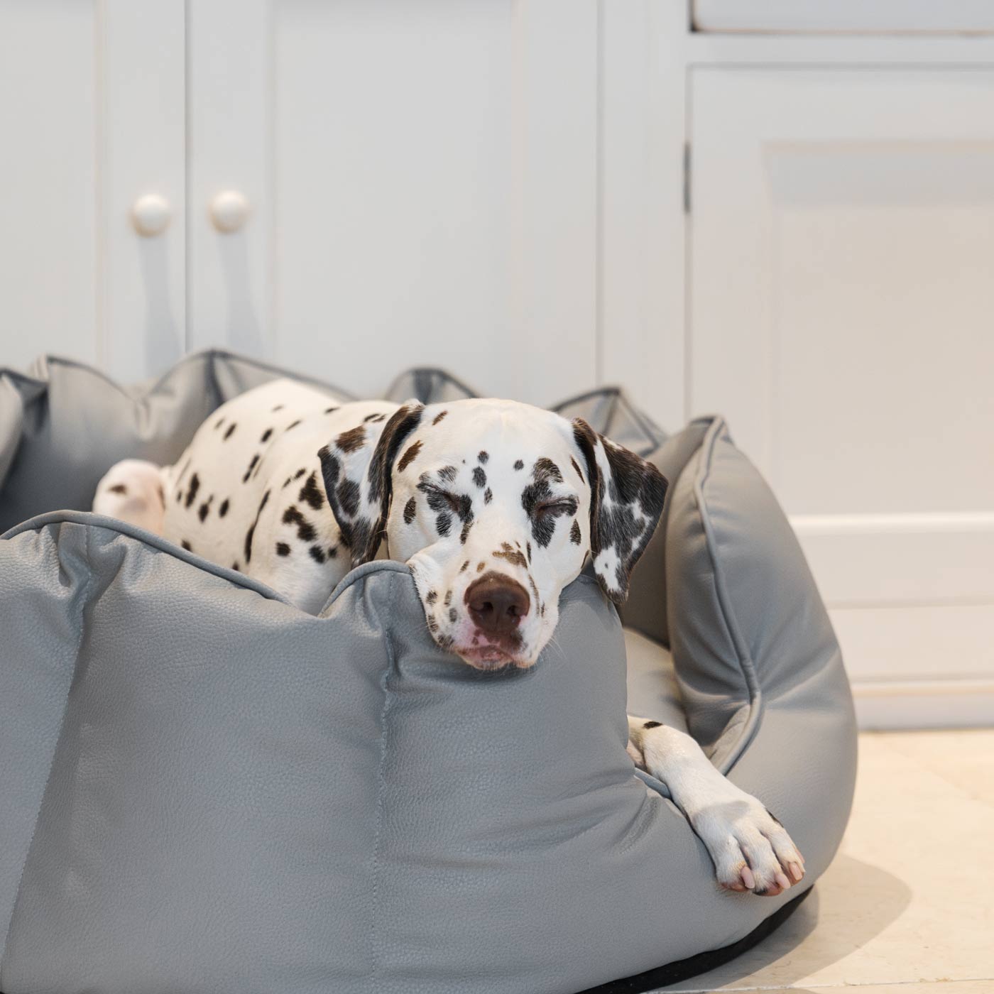 High Wall Bed For Dogs in Rhino Tough Granite Faux Leather by