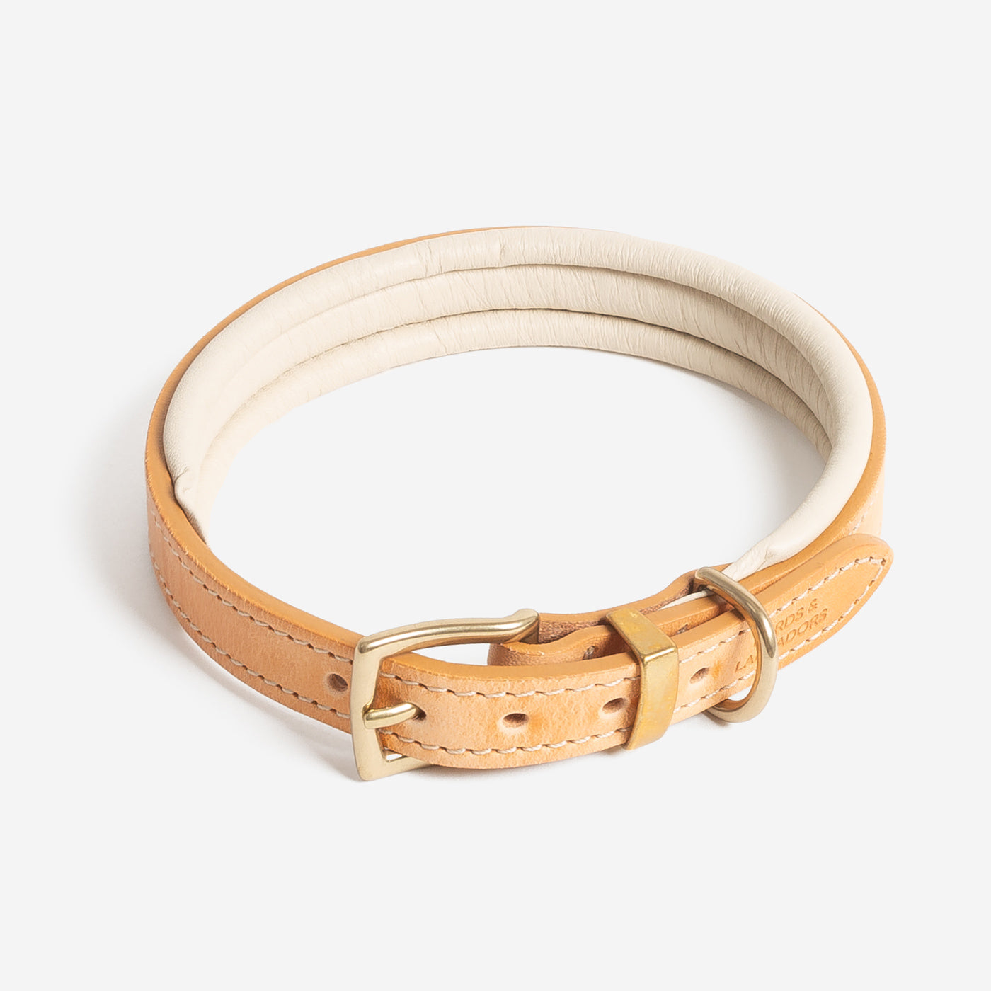 Tan leather 2024 dog collar