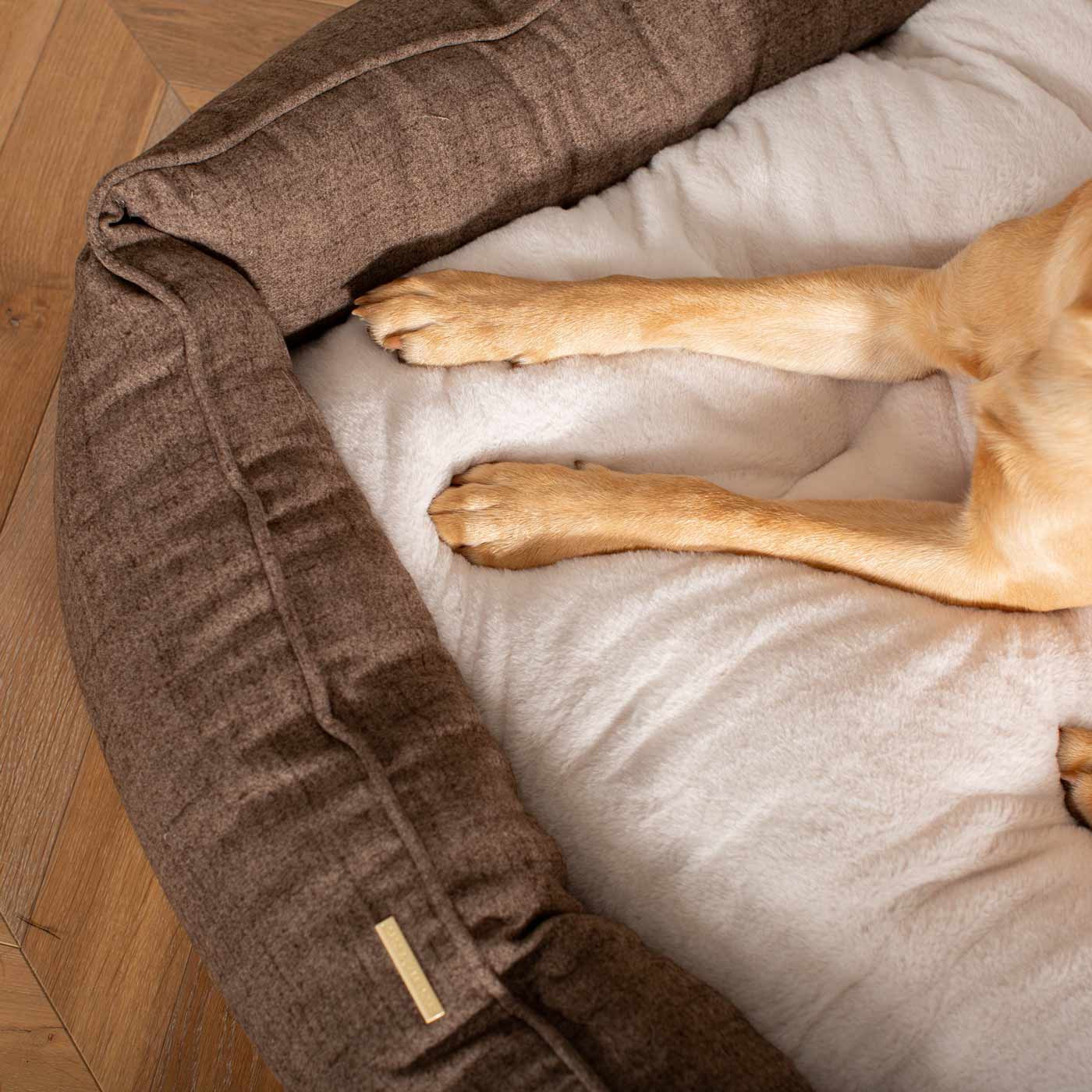 Luxury Handmade Box Bed For Dogs in Inchmurrin Umber, Perfect For Your Pets Nap Time! Available To Personalise at Lords & Labradors