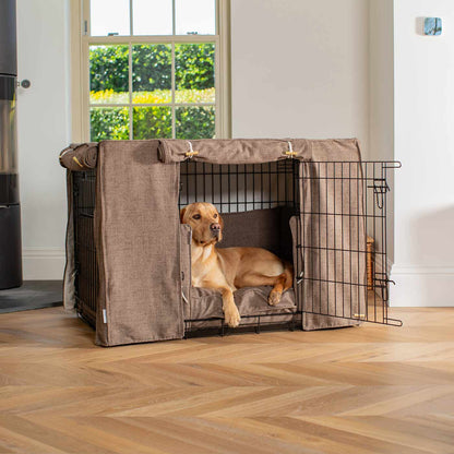 Dog Crate Set In Inchmurrin Umber by Lords & Labradors