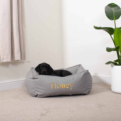 Box Bed With Removable Covers in Rhino Tough Granite Faux Leather by Lords & Labradors