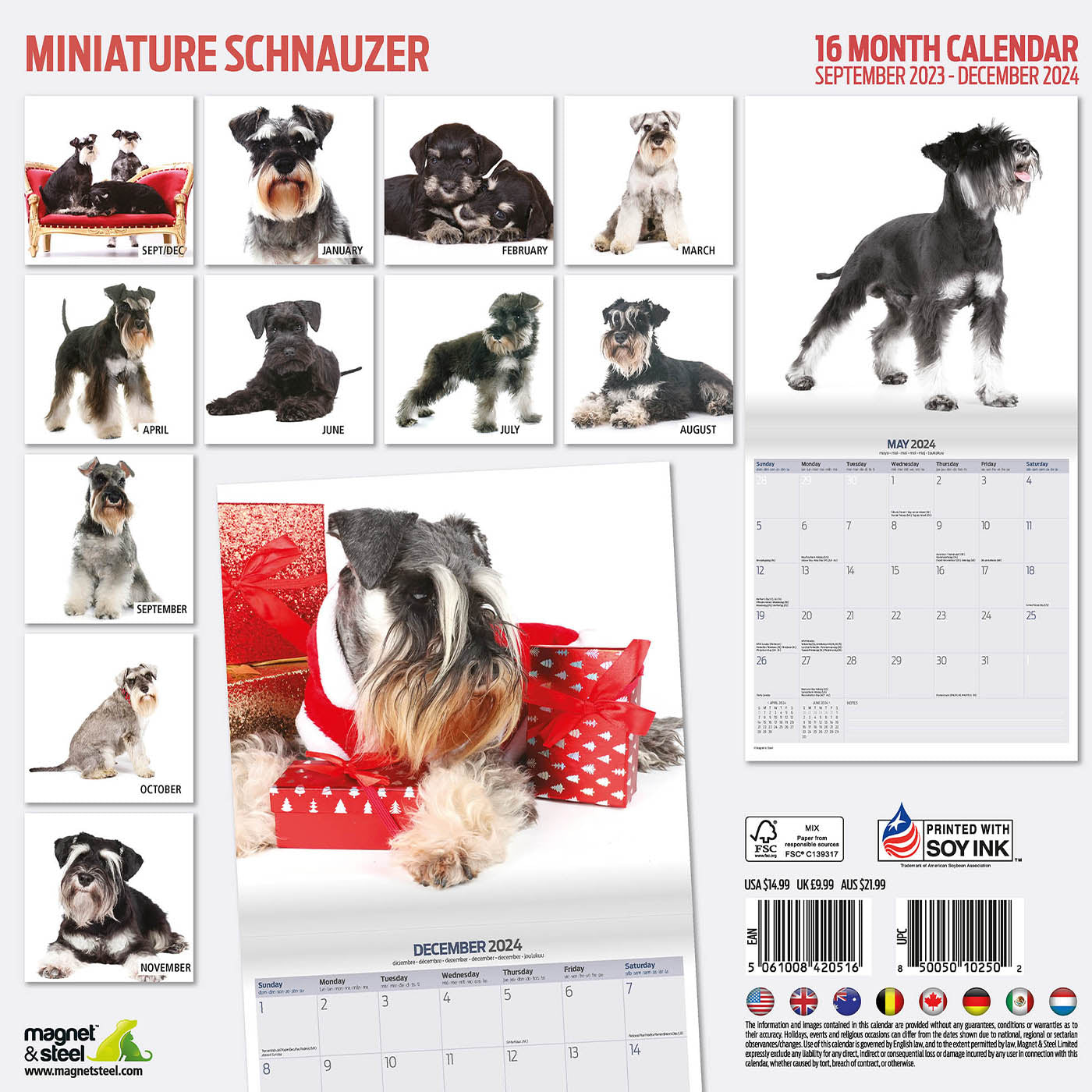 Miniature Schnauzer 2024 Modern Calendar Gifting Lords & Labradors