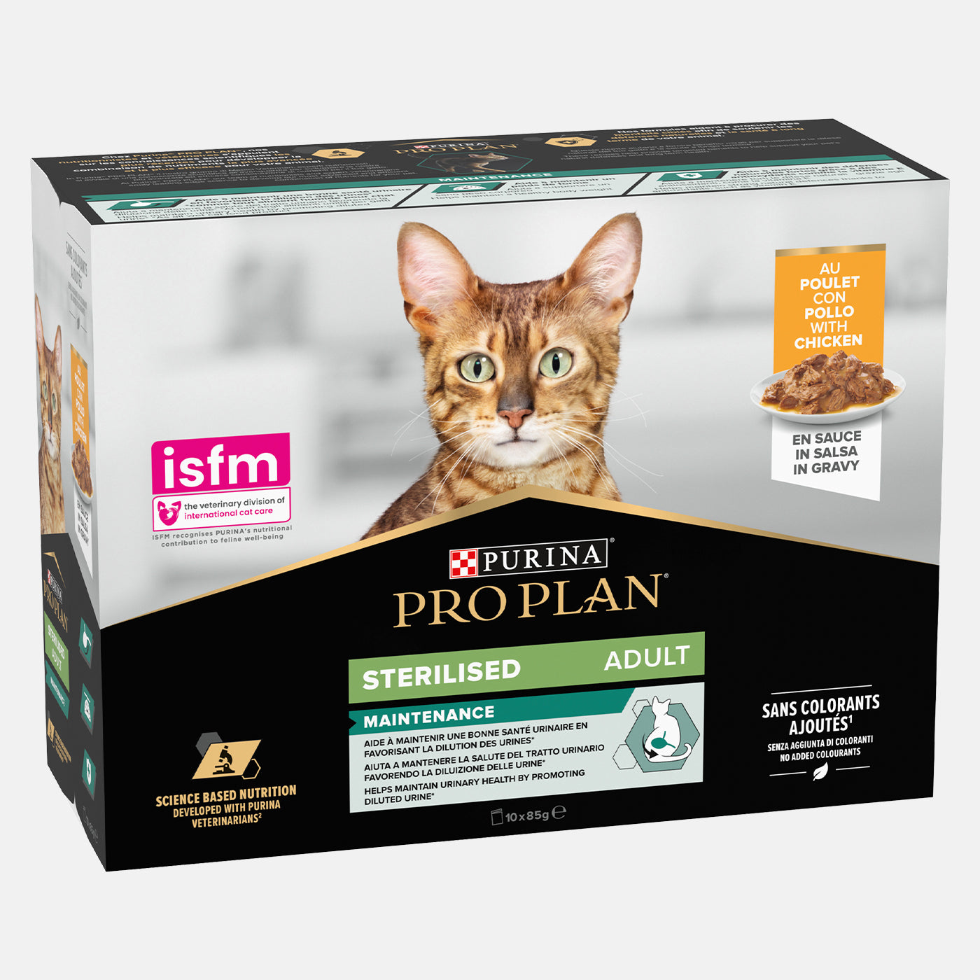 PRO PLAN Cat 1+ Sterilised Maintenance with Chicken in Gravy Wet Food (10 x 85g)