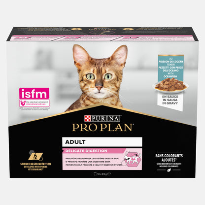 PRO PLAN Cat 1+ Delicate Digestion with Ocean Fish in Gravy Wet Food (10 x 85g)