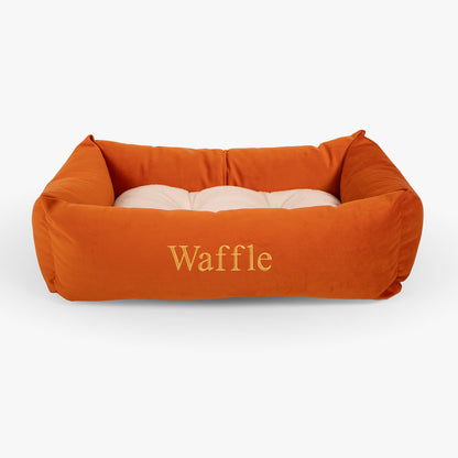 Cosy & Calming Puppy Crate Bed With Removable Covers In Pumpkin Velvet By Lords & Labradors